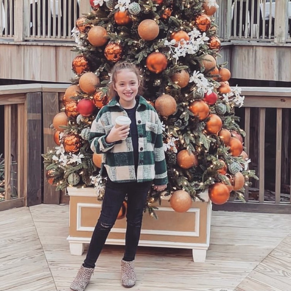 Kids Plaid Jacket - Green and Cream